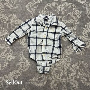 BabyGap Unisex Plaid Long Sleeve Onesie Black